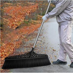 Wide Outdoor Angle Broom, Outdoor Heavy Duty Floor Scrub Brush with Long Handle Stiff Bristles Broom for Patio Yard Garage Deck Driveway Concrete Floor Cleaning